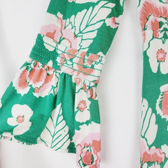 Lilly Pulitzer Twyla Take It Higher Silk Midi Dress Floral Green Pink Size Small - Picture 9 of 11